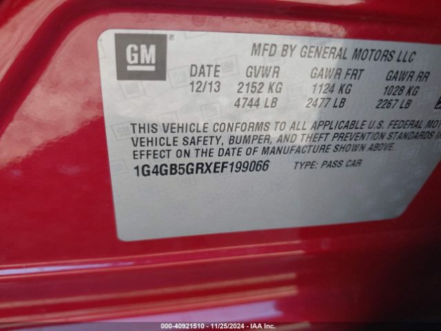 1G4GB5GRXEF199066 Buick Lacrosse Leather Group