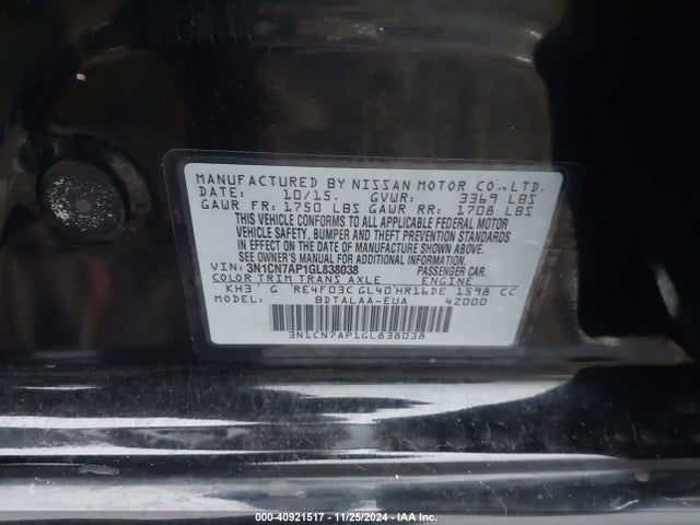 Nissan Versa 1.6 S 2016 3N1CN7AP1GL838038 Image 9