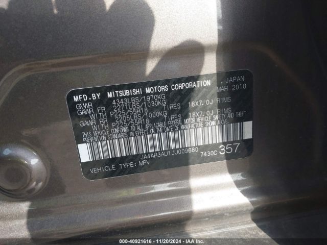 JA4AR3AU1JU009680 Mitsubishi Outlander Sport 2.0 Le