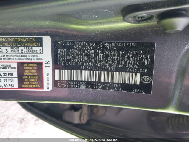 4T1BK1EB7EU130632 Toyota AVALON LIMITED