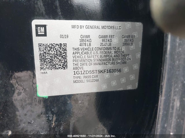 1G1ZD5ST5KF163056 Chevrolet MALIBU LT