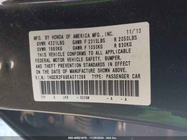 Honda Accord Ex-l 2014 1HGCR2F88EA071266 Image 9