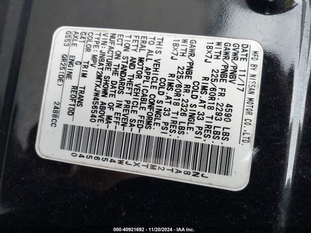 Nissan Rogue Sl 2018 JN8AT2MTXJW456540 Image 9