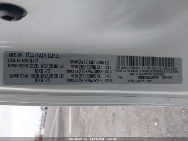 ZFBERFAB0J6H71111 RAM Promaster City Tradesman