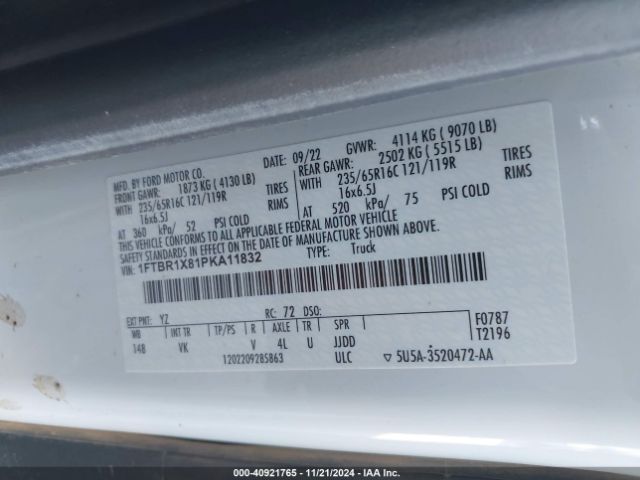 1FTBR1X81PKA11832 Ford Transit-250 Cargo Van