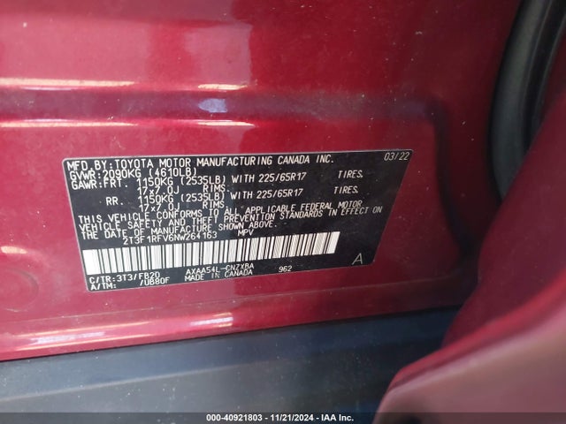 Toyota RAV4 LE 2022 2T3F1RFV6NW264163 Image 9