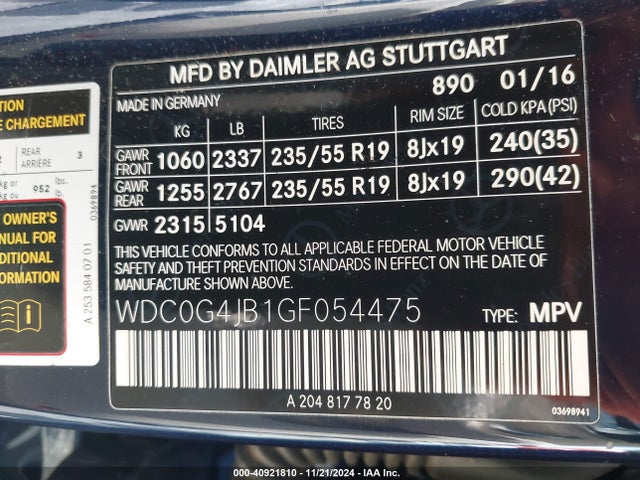 WDC0G4JB1GF054475 Mercedes-Benz GLC 300