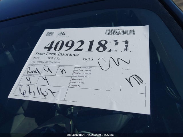 JTDKN3DU7F0476716 Toyota Prius