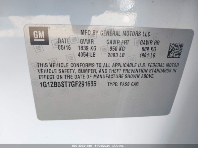 1G1ZB5ST7GF291635 Chevrolet MALIBU LS