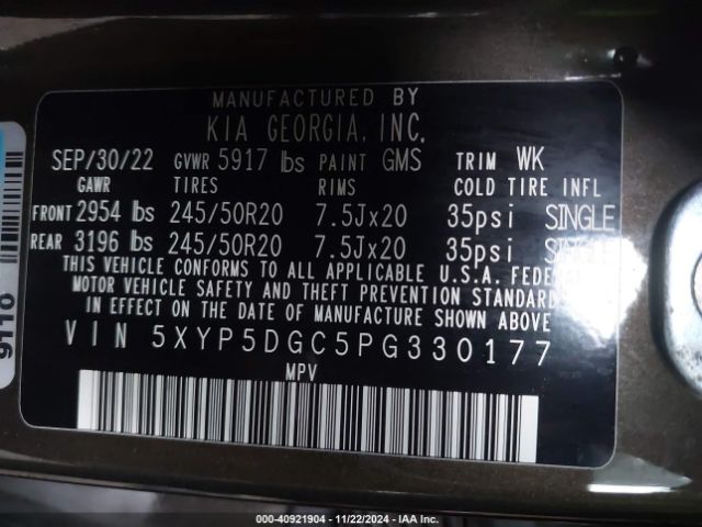 5XYP5DGC5PG330177 KIA Telluride Sx X-line