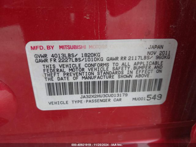 2012 MITSUBISHI LANCER SPORTBACK JA32X2HU3CU013179 Photo 8