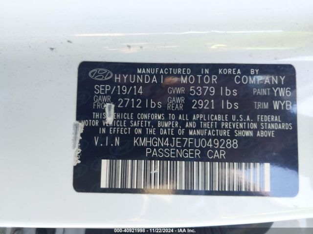 KMHGN4JE7FU049288 Hyundai Genesis 3.8