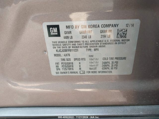 KL4CJGSB1FB111231 Buick Encore Leather