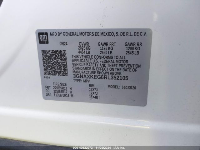 3GNAXKEG6RL352105 Chevrolet Equinox Fwd Lt