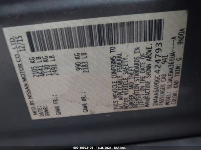 1N4AA6AP0GC424793 Nissan Maxima 3.5 Sl