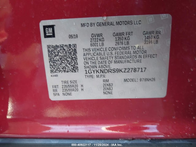 1GYKNDRS9KZ278717 Cadillac XT5 LUXURY