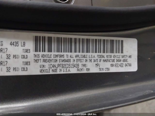 1C4NJPFB2ED515439 Jeep Patriot Latitude