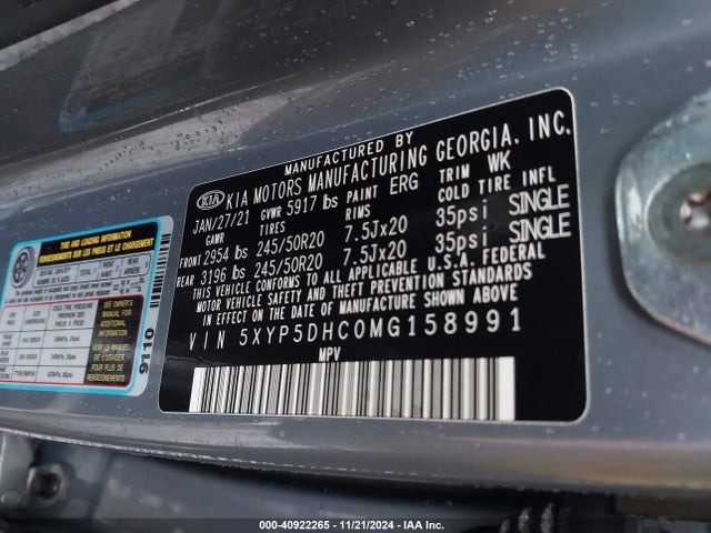 5XYP5DHC0MG158991 KIA Telluride Sx