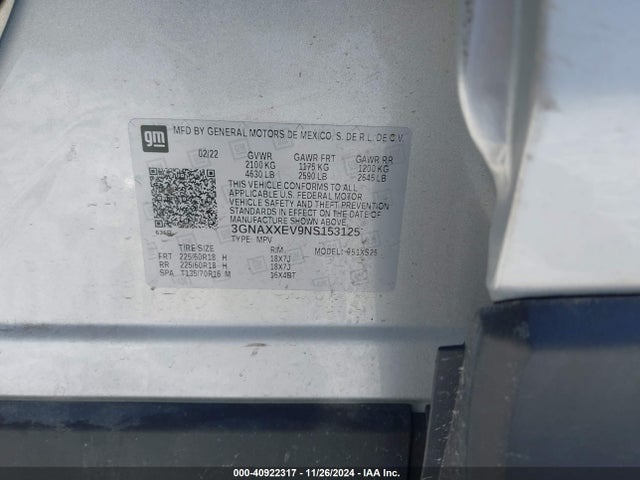 Chevrolet Equinox Awd Premier 2022 3GNAXXEV9NS153125 Image 9