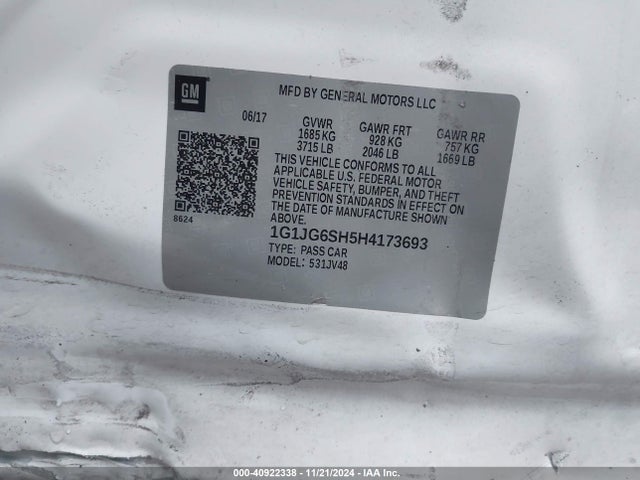1G1JG6SH5H4173693 Chevrolet Sonic Lt Auto