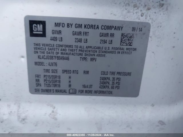 KL4CJGSB7FB049446 Buick Encore Leather