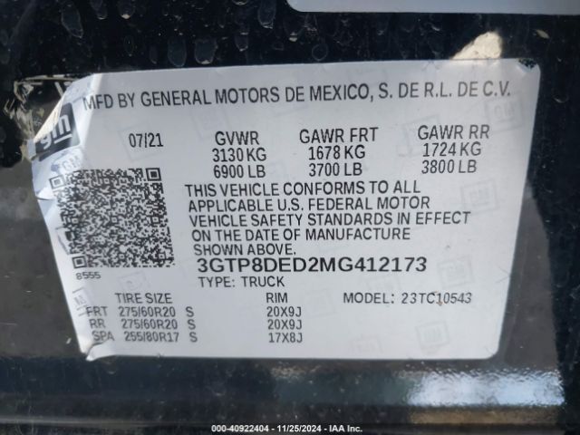 3GTP8DED2MG412173 GMC Sierra 1500 2wd  Short Box Slt