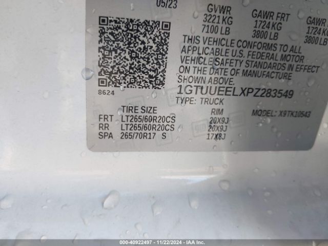 1GTUUEELXPZ283549 GMC Sierra 1500 4wd  Short Box At4