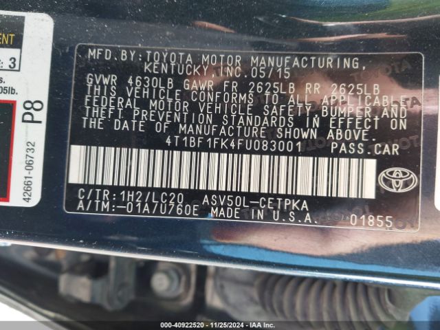 4T1BF1FK4FU083001 Toyota CAMRY XSE