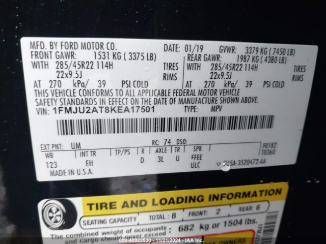 1FMJU2AT8KEA17501 Ford Expedition Limited