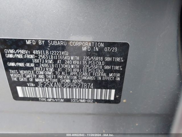 JF2SKANC8PH527874 Subaru Forester Limited