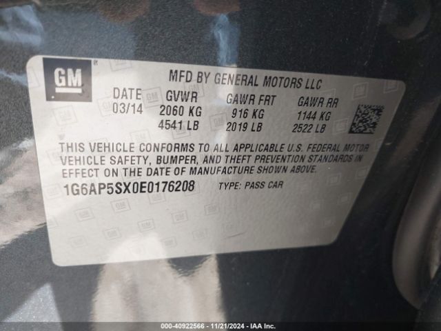 1G6AP5SX0E0176208 Cadillac Cts Standard