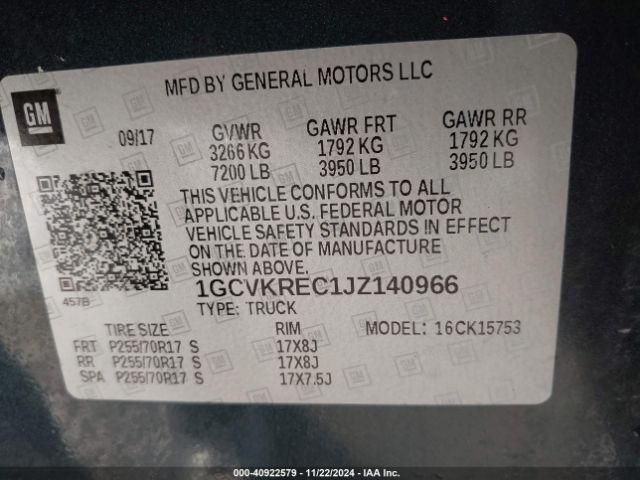 1GCVKREC1JZ140966 Chevrolet Silverado 1500 1lt