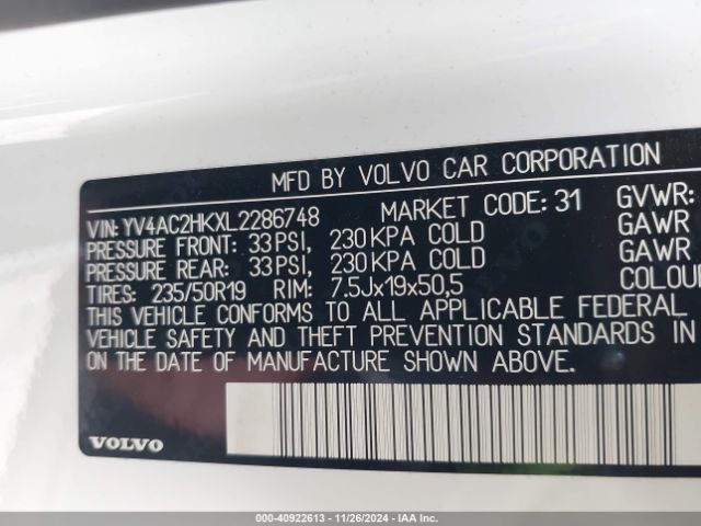 2020 VOLVO XC40 YV4AC2HKXL2286748 Photo 8