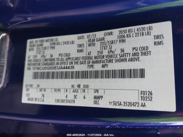 Ford ESCAPE SE 2014 1FMCU0GX0EUA44435 Image 9