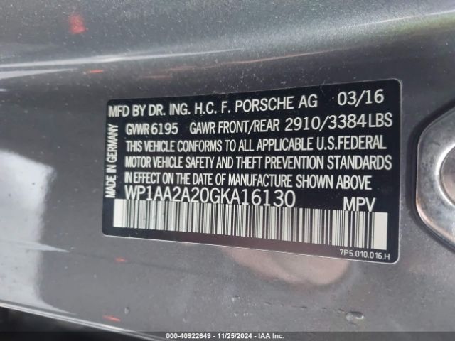 WP1AA2A20GKA16130 Porsche Cayenne