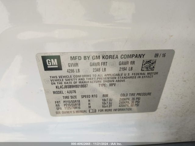 KL4CJBSB9HB018687 Buick Encore Preferred Ii