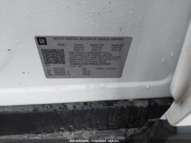 2GNAXXEV9K6123942 Chevrolet Equinox Premier