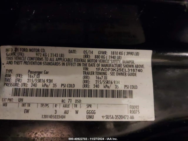 Ford Focus 2014 1FADP3K25EL318740 Image 21