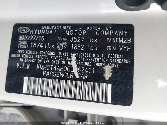 Hyundai ACCENT SE 2016 KMHCT4AE0GU162411 Image 9