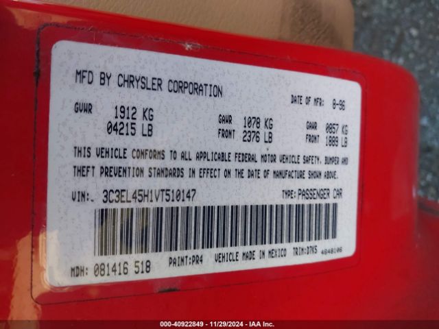 1997 CHRYSLER SEBRING 3C3EL45H1VT510147 Photo 8