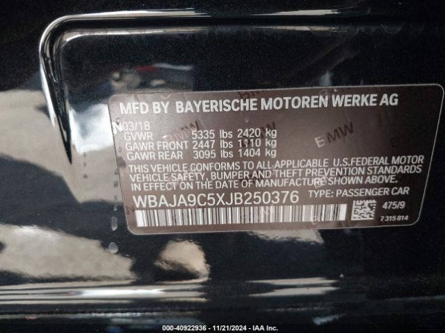 WBAJA9C5XJB250376 BMW 530e Iperformance