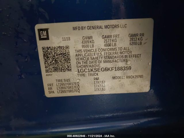 1GC1KSEG6KF188359 Chevrolet Silverado 2500hd Lt
