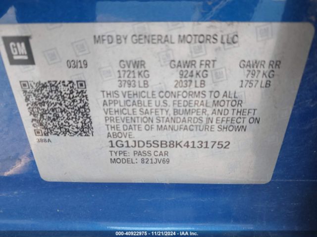 1G1JD5SB8K4131752 Chevrolet Sonic Lt Auto