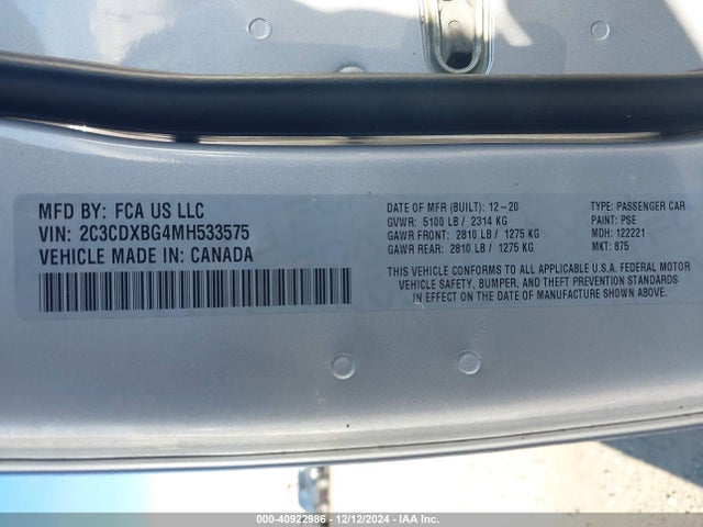 Dodge Charger Sxt Rwd 2021 2C3CDXBG4MH533575 Image 9