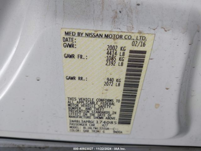 1N4BL3AP8GC174085 Nissan Altima 3.5 Sl