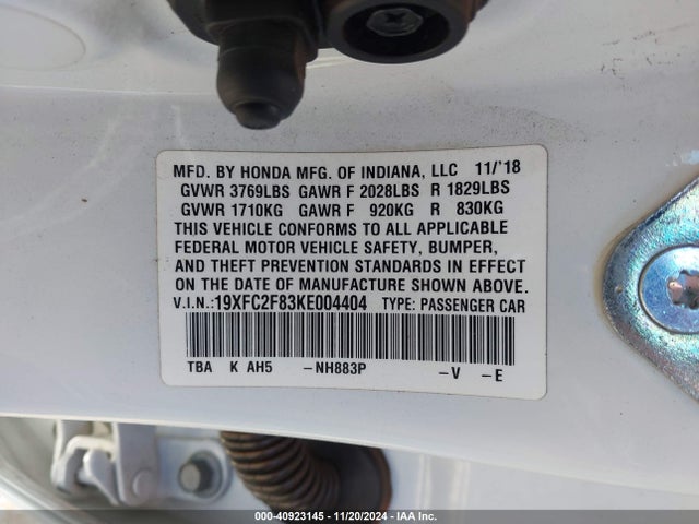 Honda Civic Sport 2019 19XFC2F83KE004404 Image 9