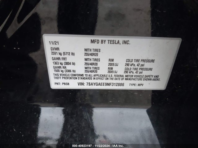 2022 TESLA MODEL Y 7SAYGAEE9NF312886 Photo 8