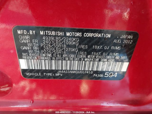 2013 MITSUBISHI OUTLANDER JA4AS3AWXDU007453 Photo 8