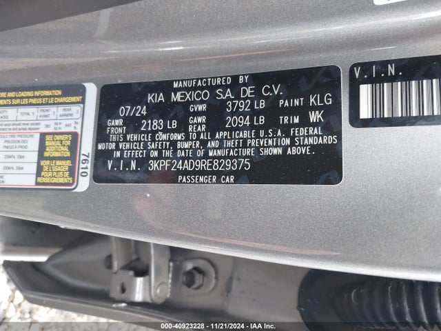 KIA Forte Lxs 2024 3KPF24AD9RE829375 Image 9