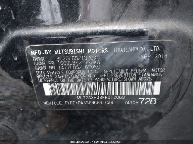 ML32A3HJ8FH012060 Mitsubishi Mirage De/rf